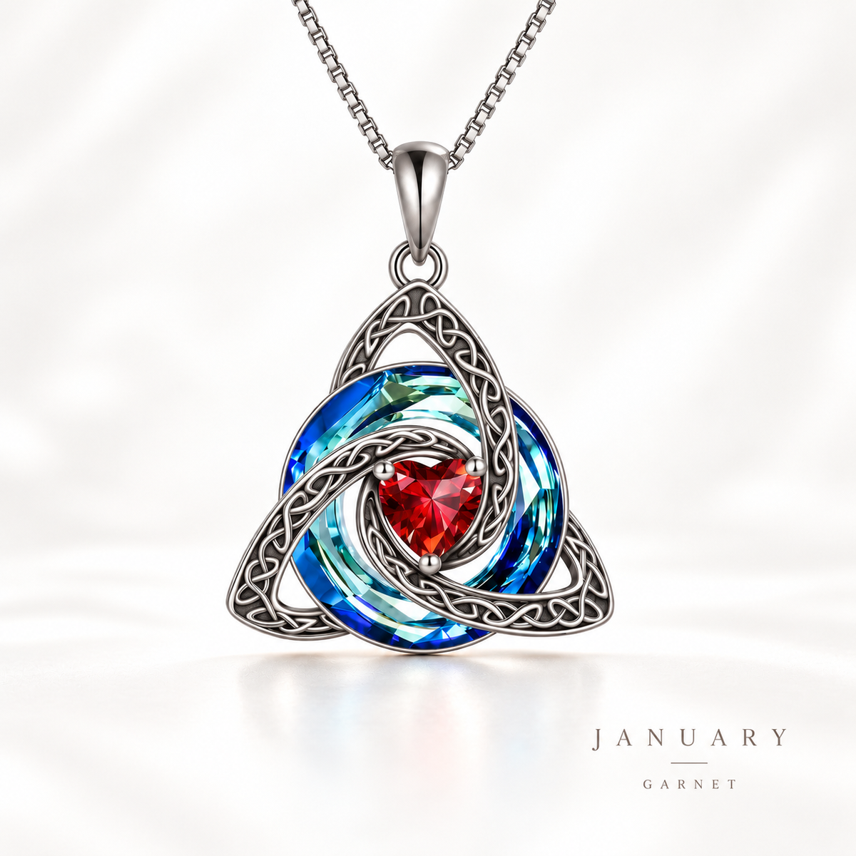 💎 Personalized Birthstone Celtic Trinity Knot Necklace – 50% OFF Today 🔥
