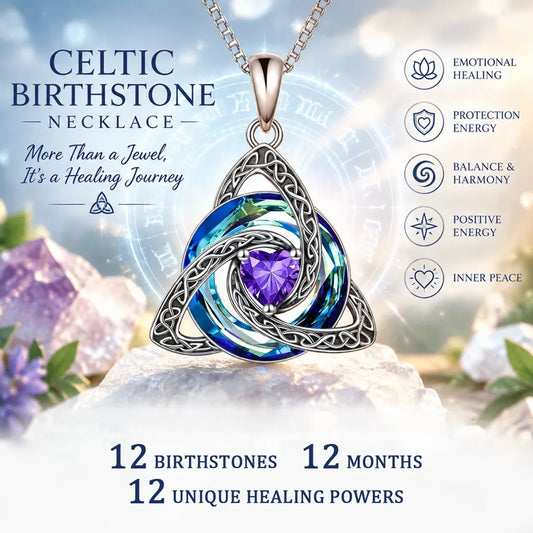 💎 Personalized Birthstone Celtic Trinity Knot Necklace – 50% OFF Today 🔥