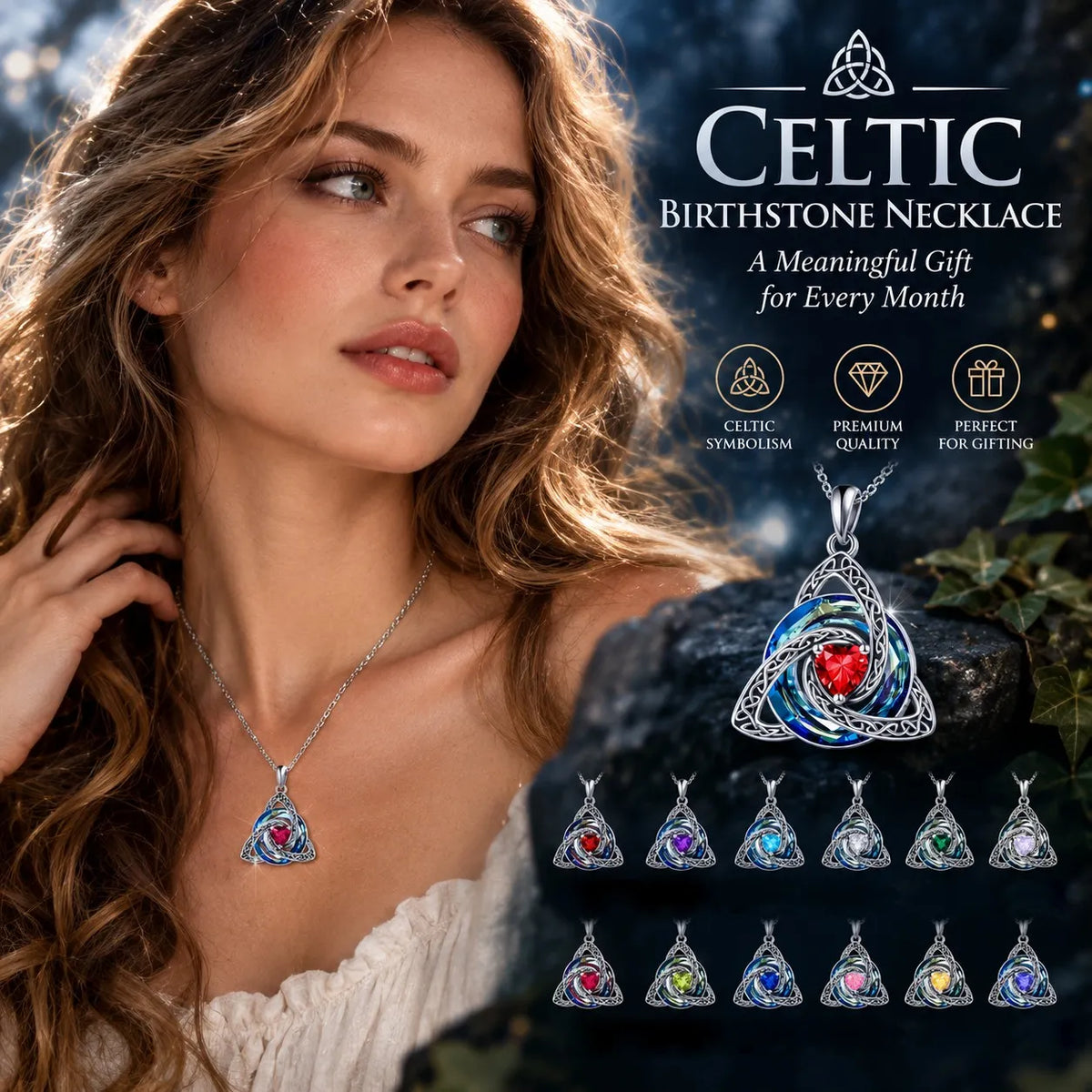 💎 Personalized Birthstone Celtic Trinity Knot Necklace – 50% OFF Today 🔥