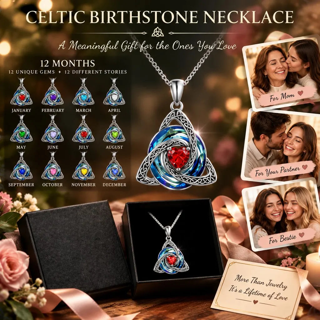 💎 Personalized Birthstone Celtic Trinity Knot Necklace – 50% OFF Today 🔥