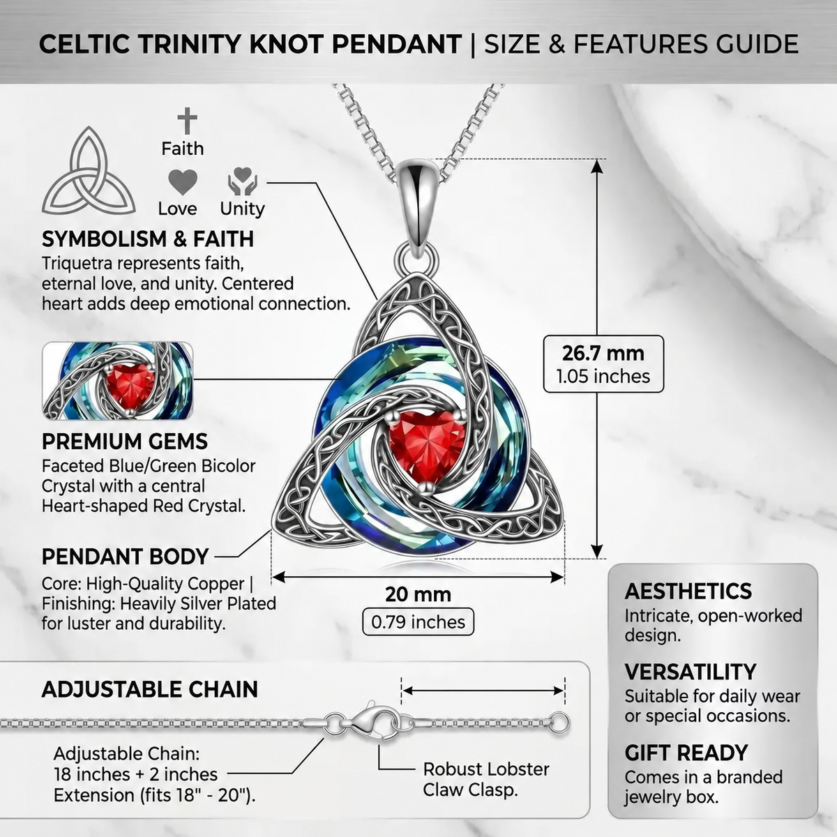 💎 Personalized Birthstone Celtic Trinity Knot Necklace – 50% OFF Today 🔥