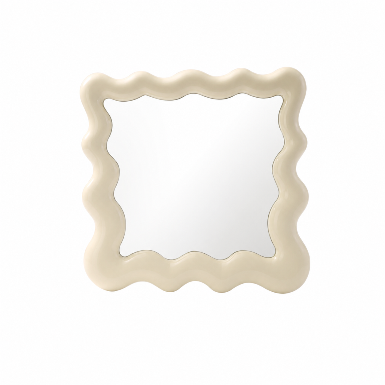 Cream White Wavy Vanity Mirror Tray