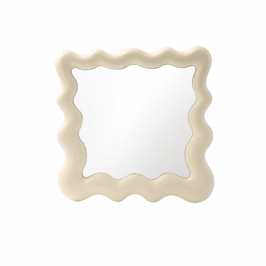 Cream White Wavy Vanity Mirror Tray