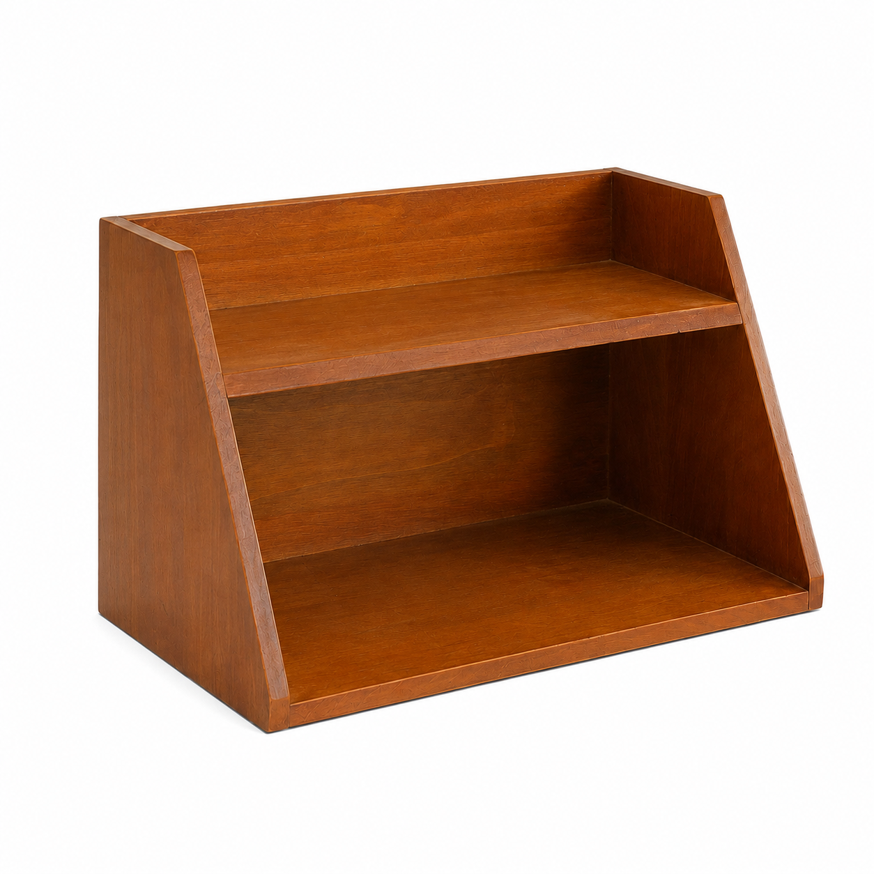 Two-Tier Slanted Solid Wood Storage Shelf