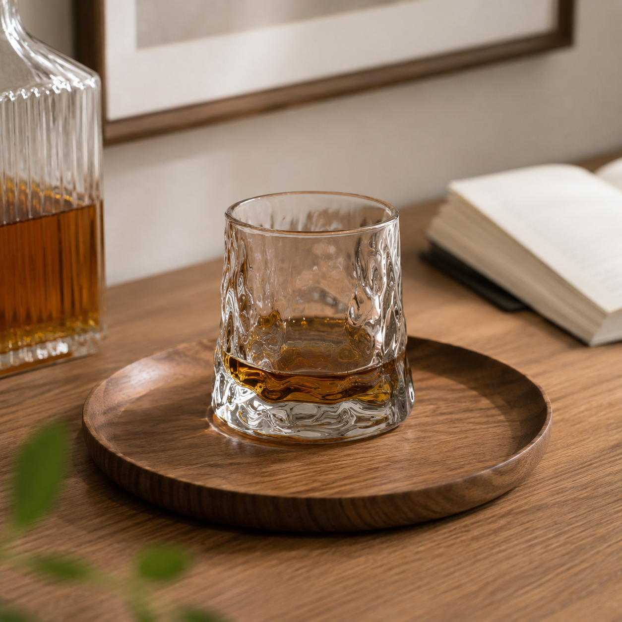 Flat-Bottom Hammered Glass Tumbler