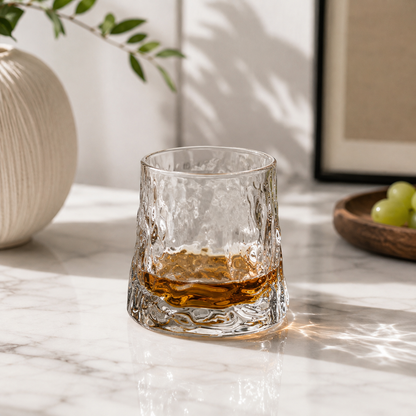 Flat-Bottom Hammered Glass Tumbler